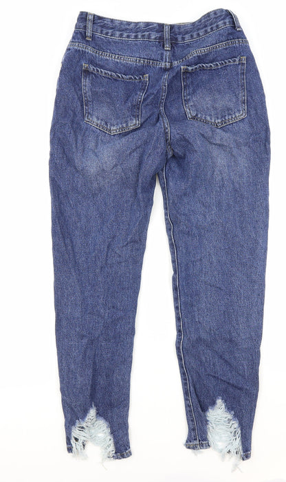 Preworn Womens Blue Cotton Straight Jeans Size L Regular Zip