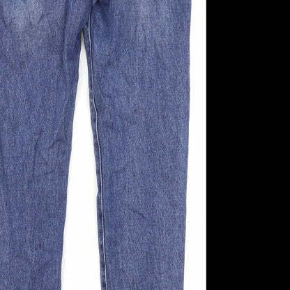 Preworn Womens Blue Cotton Straight Jeans Size L Regular Zip