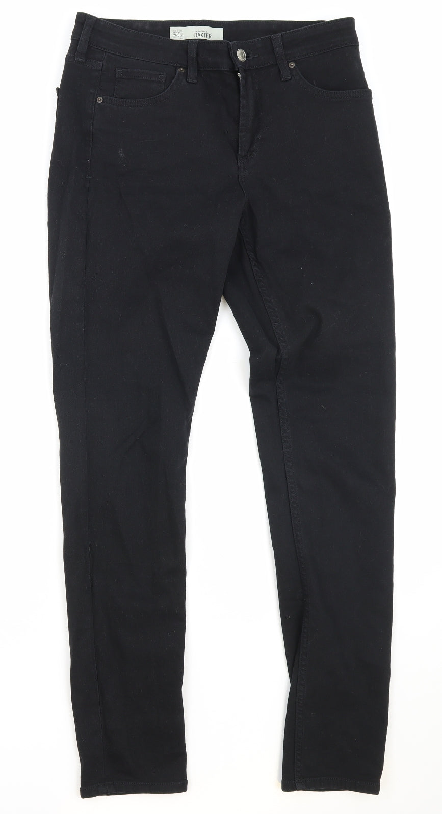 Topshop Womens Black Cotton Skinny Jeans Size 28 in Regular Zip