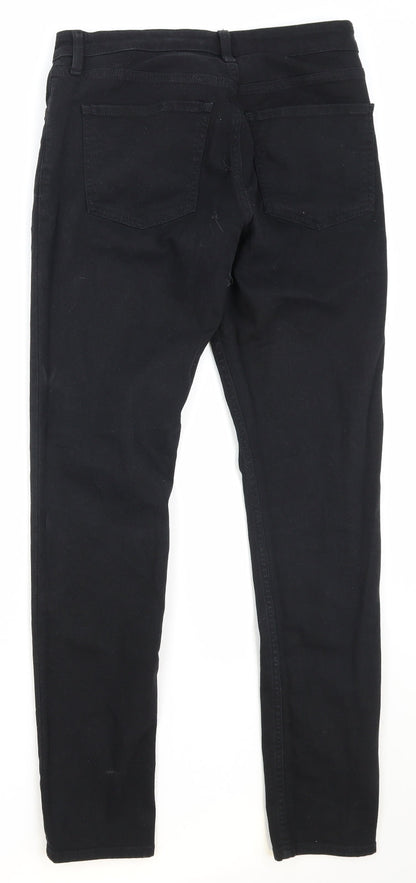 Topshop Womens Black Cotton Skinny Jeans Size 28 in Regular Zip