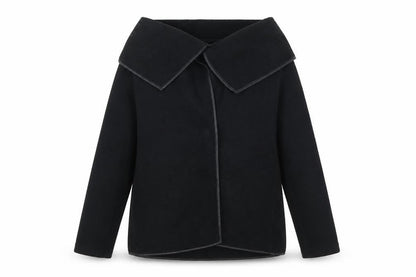 Effeti Moda Womens Black Collared Polyester Cardigan Jumper Size S