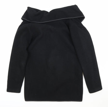 Effeti Moda Womens Black Collared Polyester Cardigan Jumper Size S