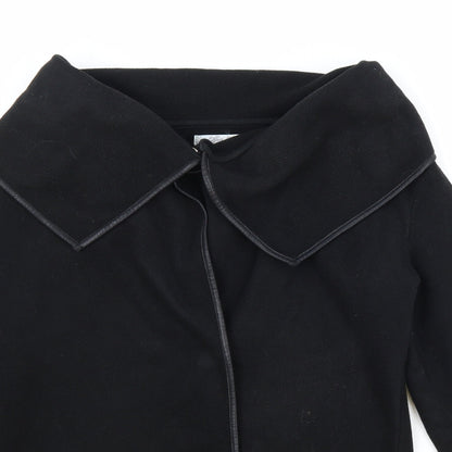Effeti Moda Womens Black Collared Polyester Cardigan Jumper Size S