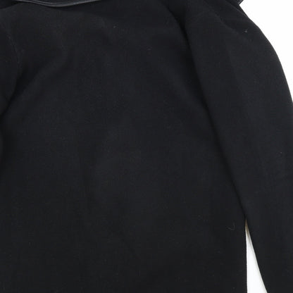 Effeti Moda Womens Black Collared Polyester Cardigan Jumper Size S