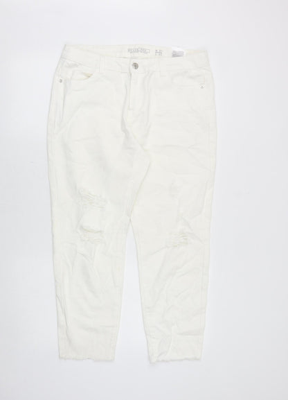 Noisy may Womens White Cotton Straight Jeans Size 31 in Regular Zip