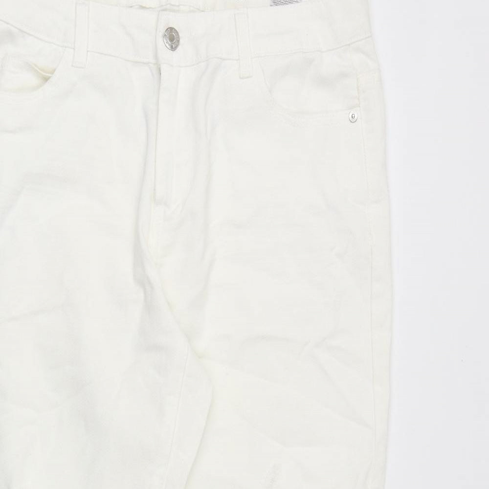 Noisy may Womens White Cotton Straight Jeans Size 31 in Regular Zip