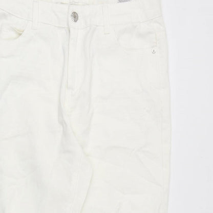 Noisy may Womens White Cotton Straight Jeans Size 31 in Regular Zip