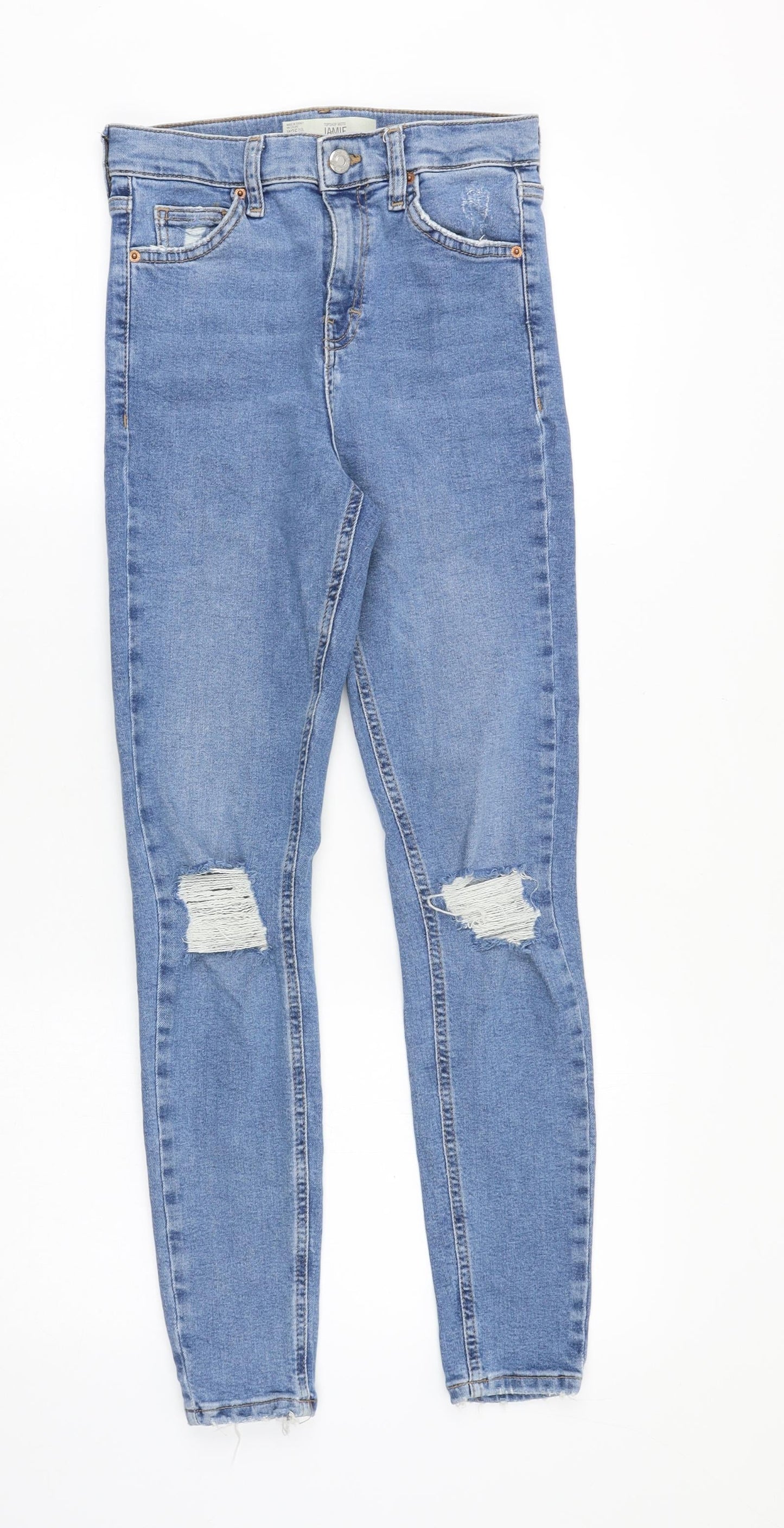 Topshop Womens Blue Cotton Skinny Jeans Size 26 in Slim Zip