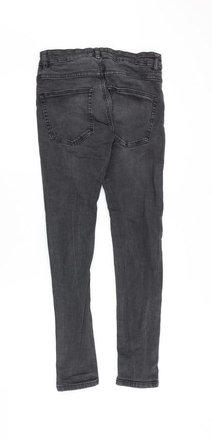 Matalan Mens Grey Cotton Skinny Jeans Size 28 in Slim Zip