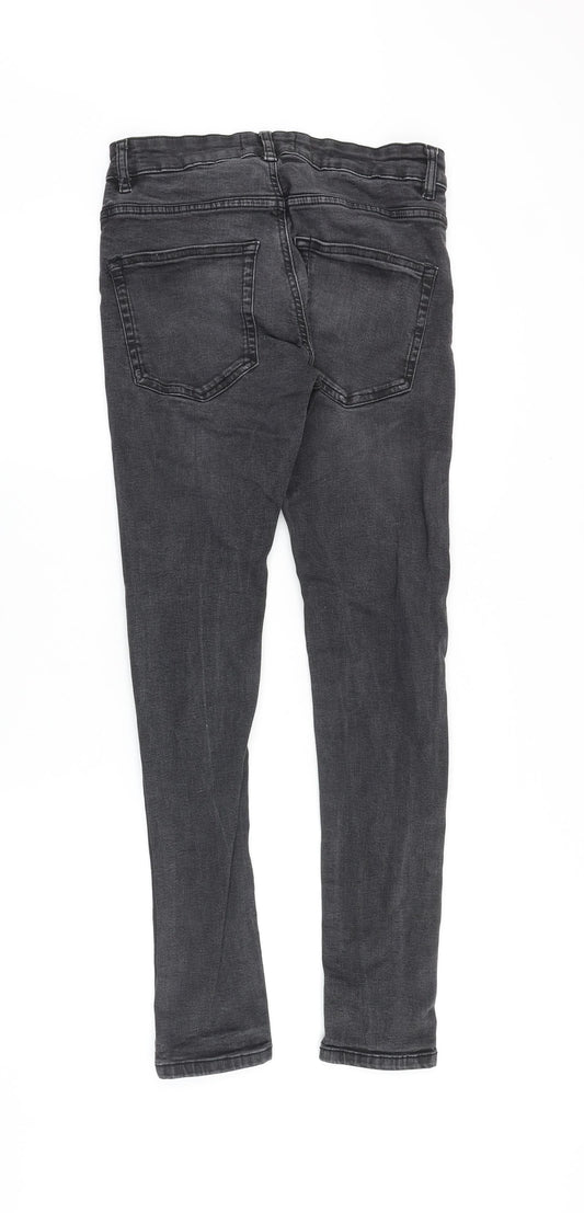 Matalan Mens Grey Cotton Skinny Jeans Size 28 in Slim Zip
