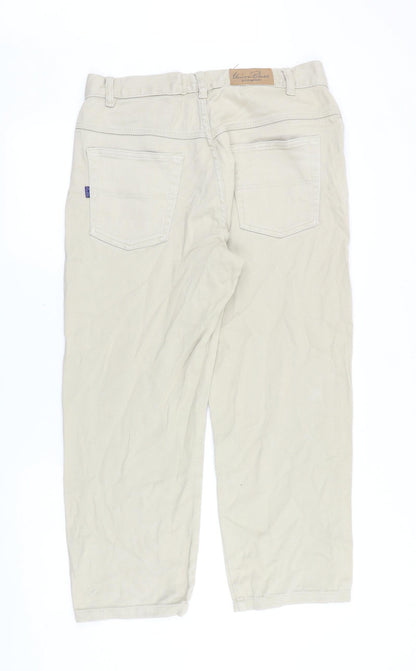 Mens UK Size 34 in Union Blues Regular Fit Straight Beige Jeans