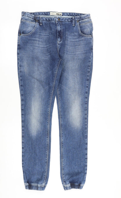 Topshop Womens Blue Cotton Straight Jeans Size 32 in Regular Zip