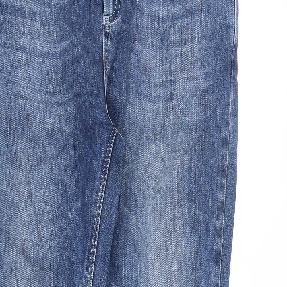 Topshop Womens Blue Cotton Straight Jeans Size 32 in Regular Zip