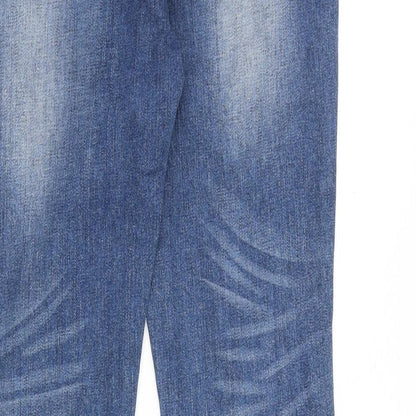 Topshop Womens Blue Cotton Straight Jeans Size 32 in Regular Zip