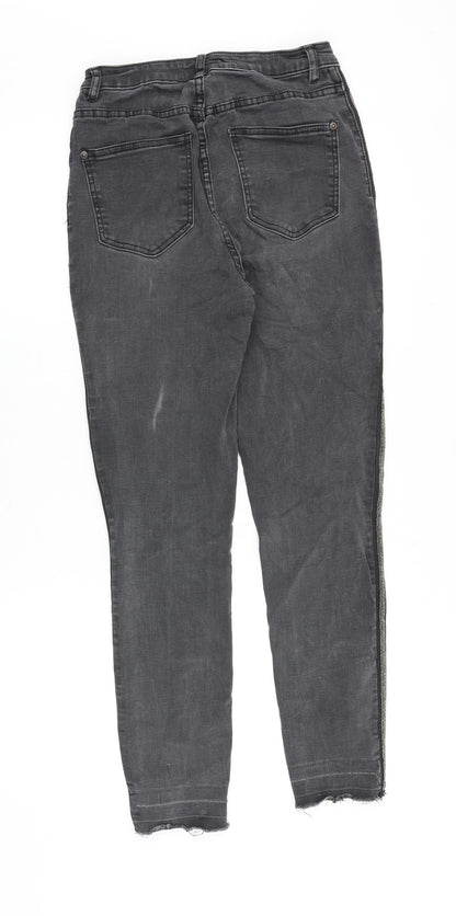 Mint Velvet Womens Grey Cotton Skinny Jeans Size 10 Slim Zip