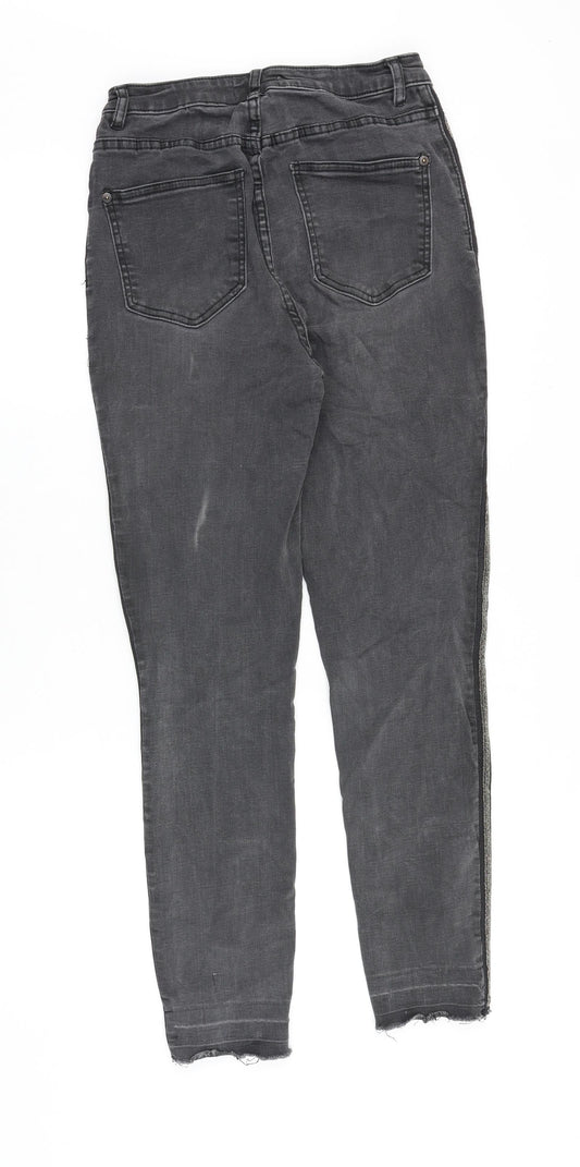 Mint Velvet Womens Grey Cotton Skinny Jeans Size 10 Slim Zip