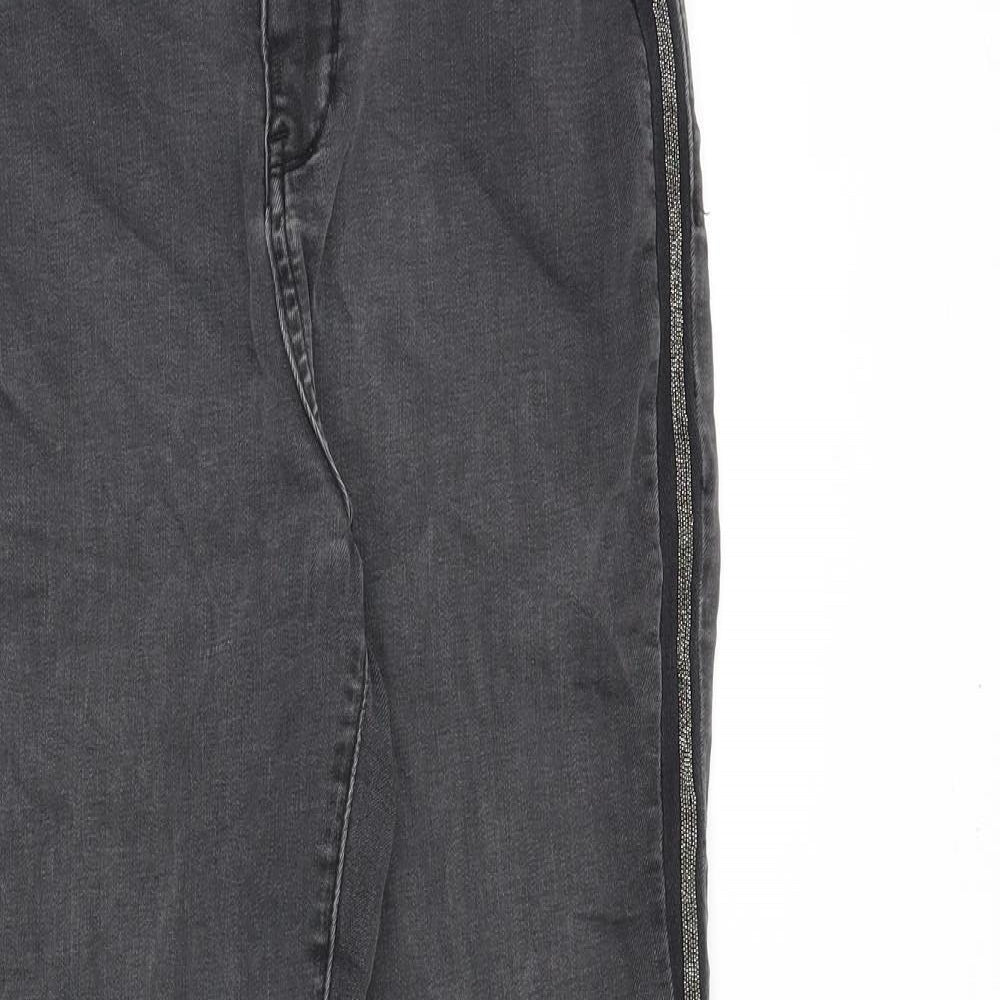 Mint Velvet Womens Grey Cotton Skinny Jeans Size 10 Slim Zip