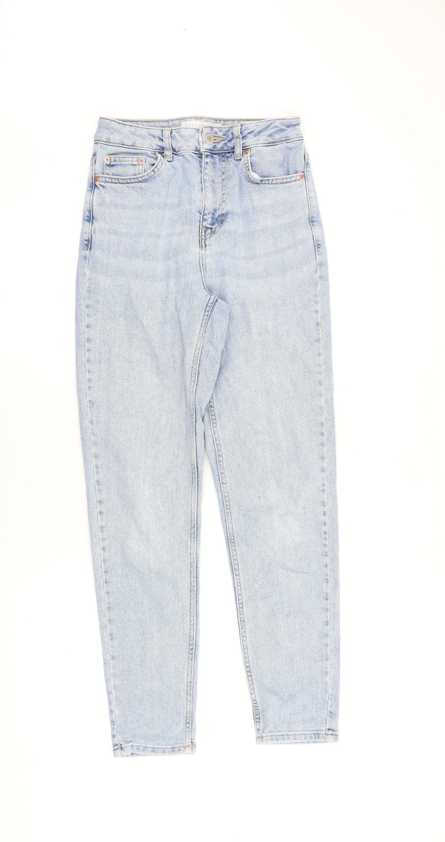 Topshop Womens Blue Cotton Skinny Jeans Size 26 in Regular Zip