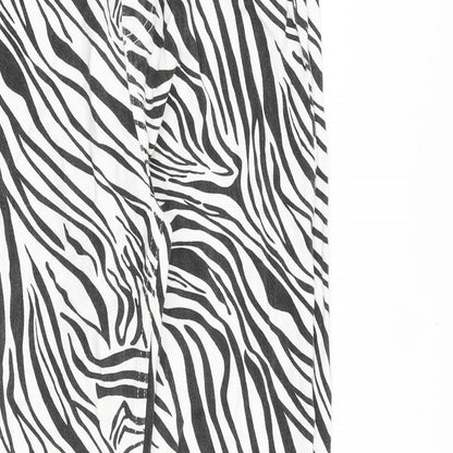 Nasty Gal Womens Black Animal Print Cotton Straight Jeans Size 8 Regular Zip - Zebra Pattern
