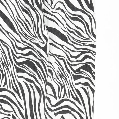 Nasty Gal Womens Black Animal Print Cotton Straight Jeans Size 8 Regular Zip - Zebra Pattern