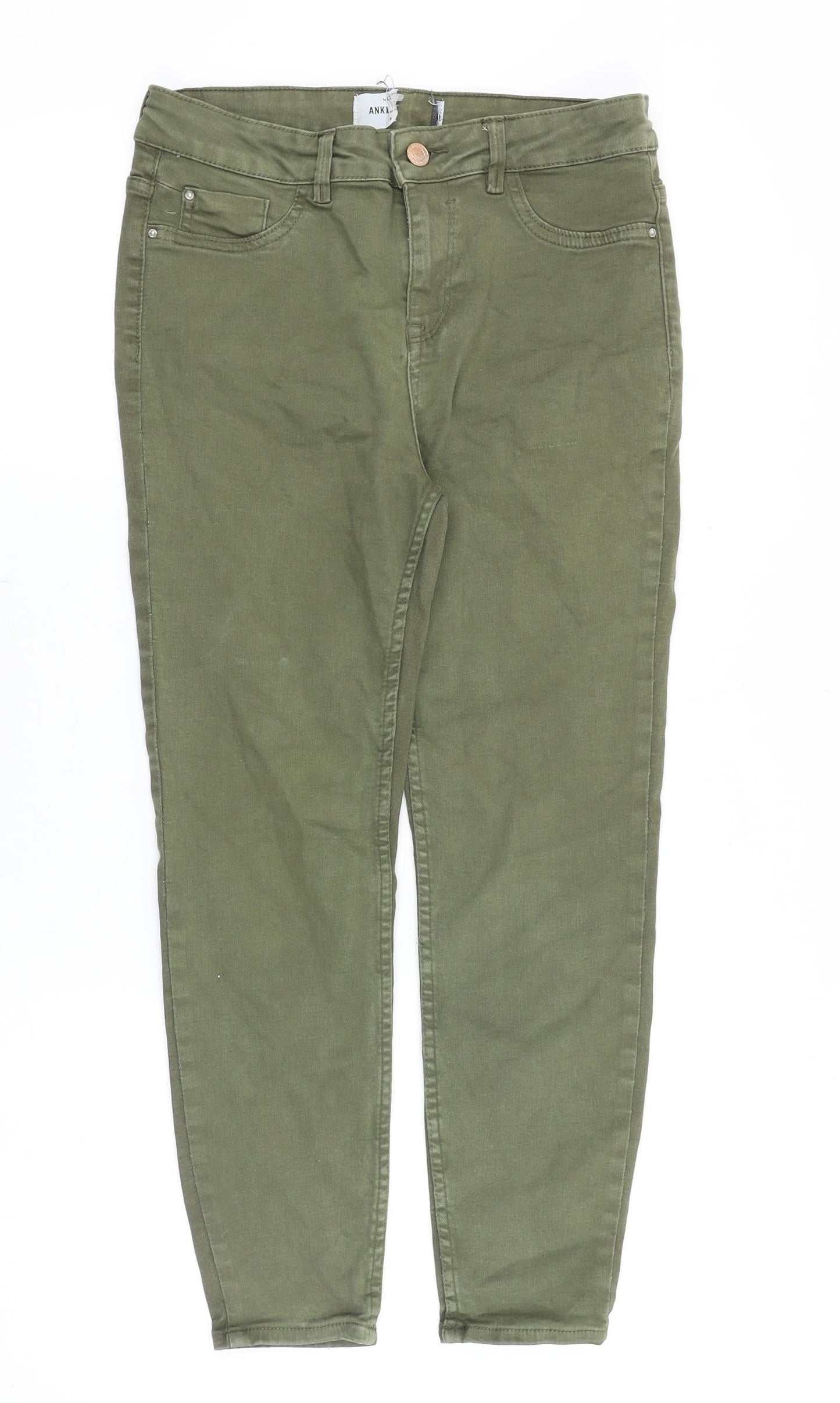 New Look Womens Green Cotton Skinny Jeans Size 28 in Slim Zip