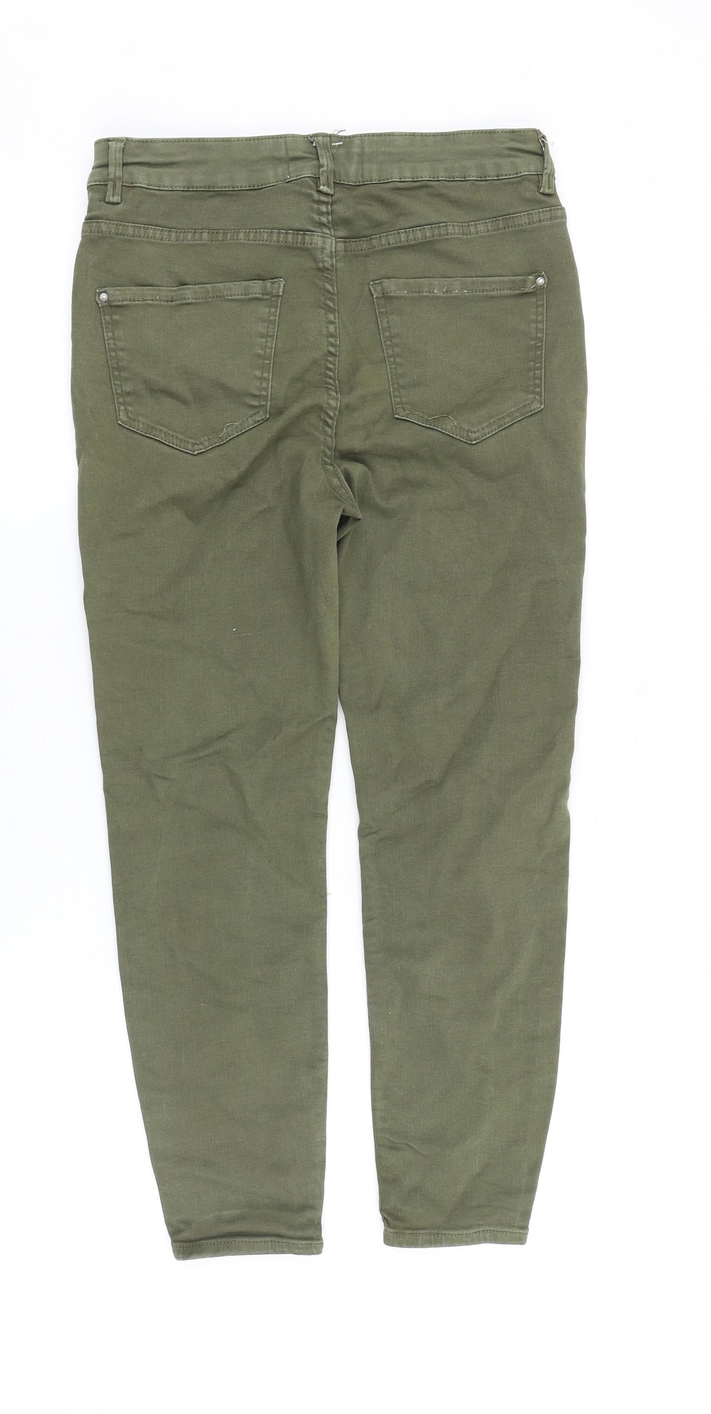 New Look Womens Green Cotton Skinny Jeans Size 28 in Slim Zip