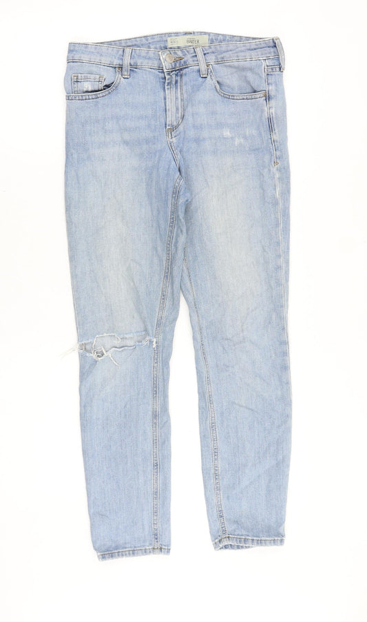 Topshop Womens Blue Cotton Straight Jeans Size 26 in Regular Zip