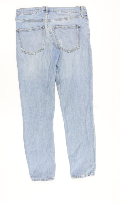 Topshop Womens Blue Cotton Straight Jeans Size 26 in Regular Zip