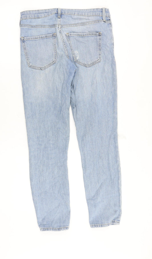 Topshop Womens Blue Cotton Straight Jeans Size 26 in Regular Zip