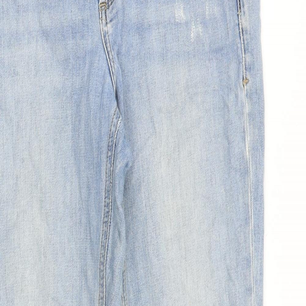 Topshop Womens Blue Cotton Straight Jeans Size 26 in Regular Zip