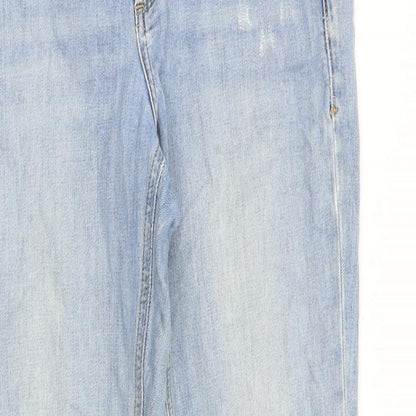 Topshop Womens Blue Cotton Straight Jeans Size 26 in Regular Zip