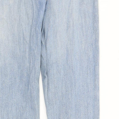 Topshop Womens Blue Cotton Straight Jeans Size 26 in Regular Zip