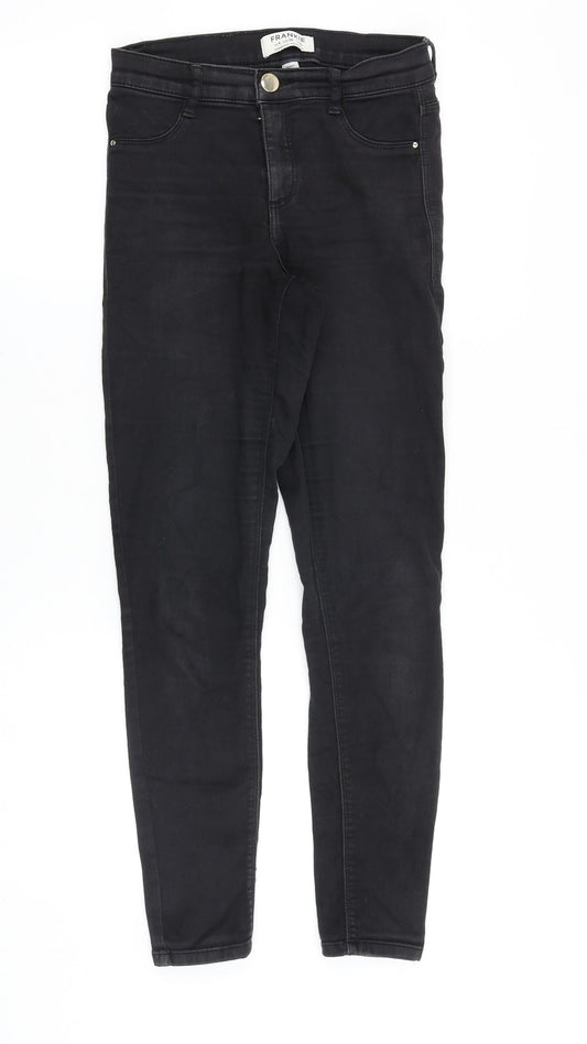 Dorothy Perkins Womens Black Cotton Skinny Jeans Size 8 Slim Zip
