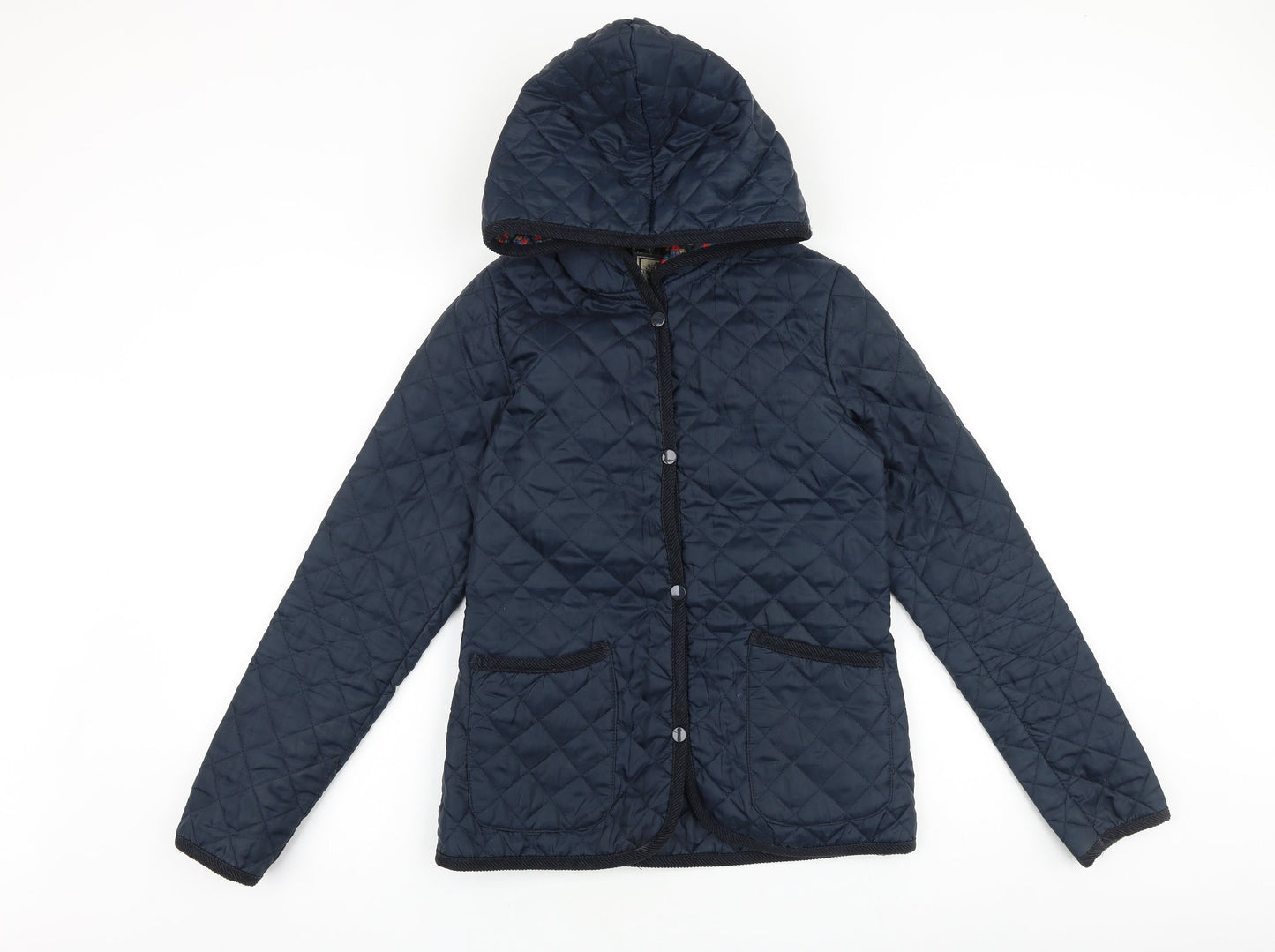 New Look Womens Blue Quilted Coat Size 10 Snap