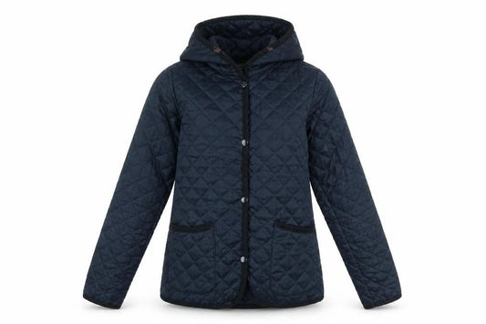 New Look Womens Blue Quilted Coat Size 10 Snap