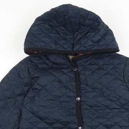New Look Womens Blue Quilted Coat Size 10 Snap