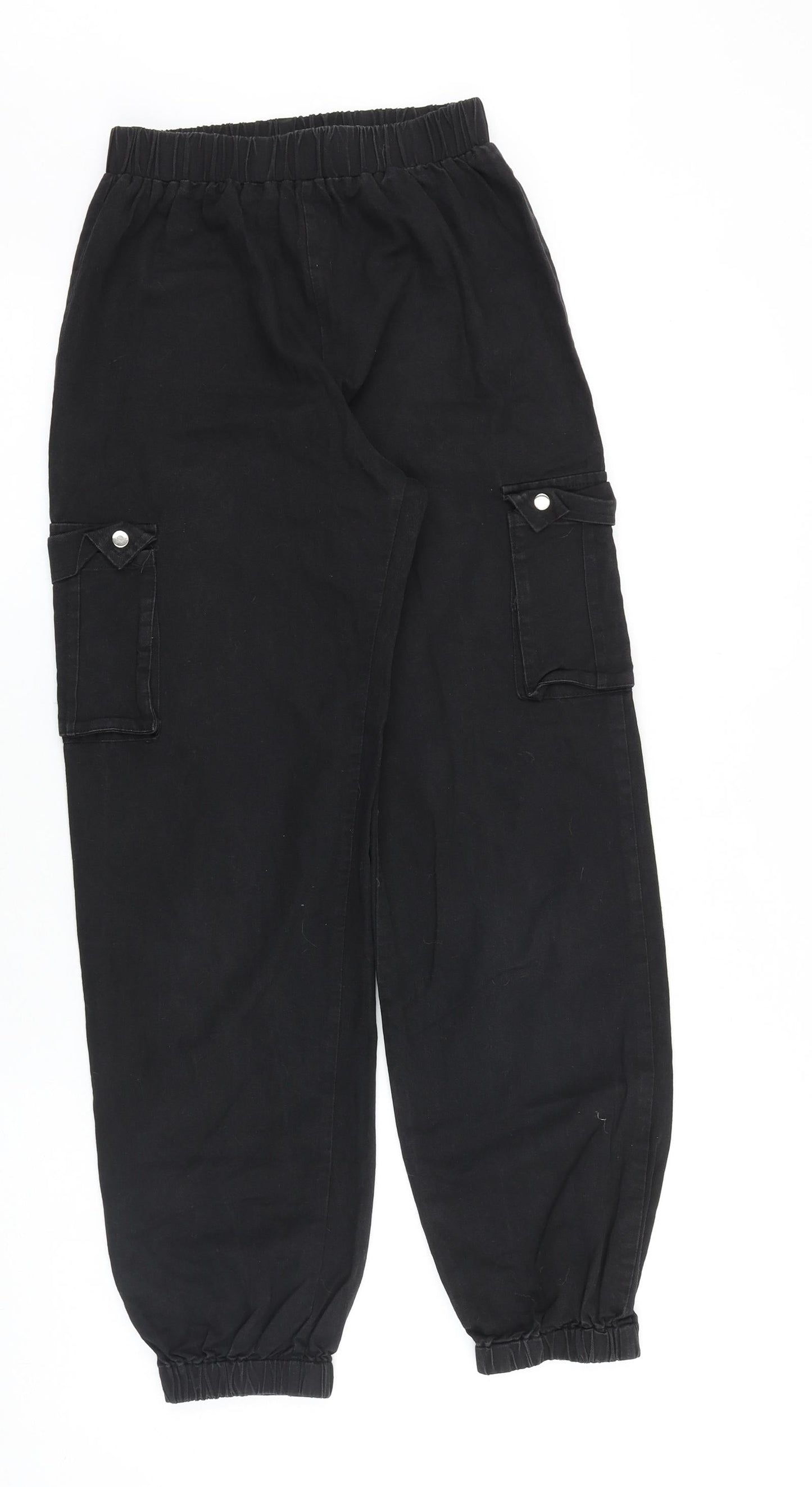 PRETTYLITTLETHING Womens Black Cotton Tapered Jeans Size 4 Regular