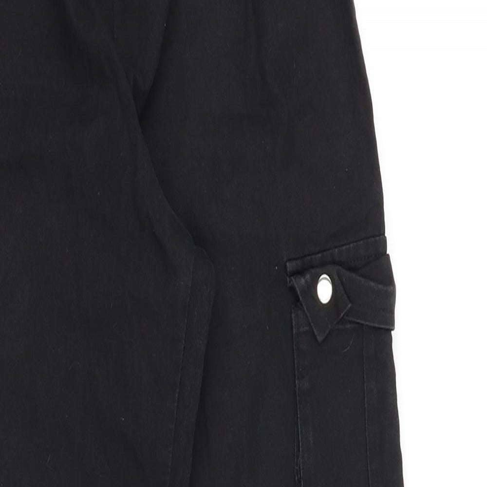 PRETTYLITTLETHING Womens Black Cotton Tapered Jeans Size 4 Regular