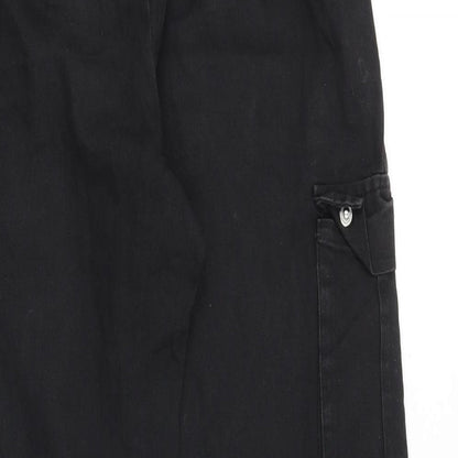 PRETTYLITTLETHING Womens Black Cotton Tapered Jeans Size 4 Regular