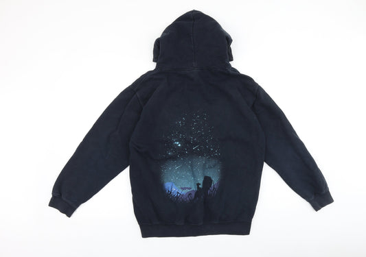 Awdis Mens Blue Cotton Full Zip Hoodie Size M