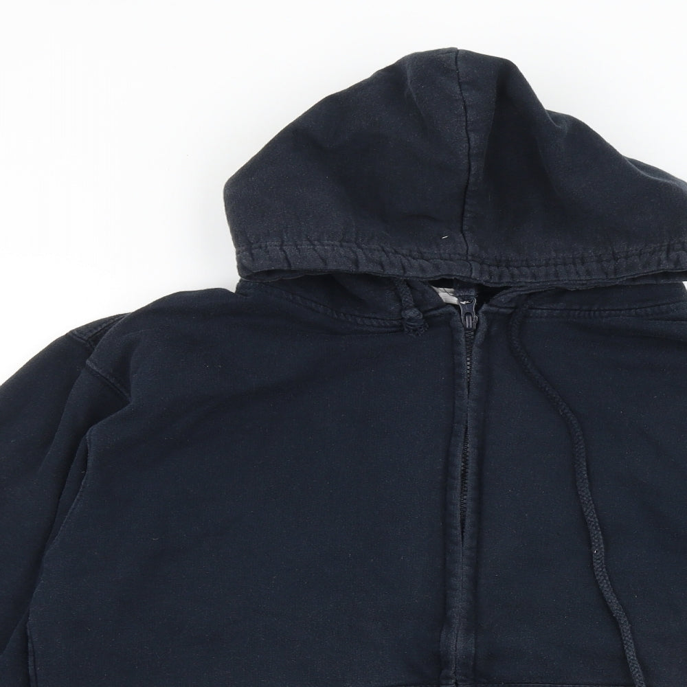 Awdis Mens Blue Cotton Full Zip Hoodie Size M
