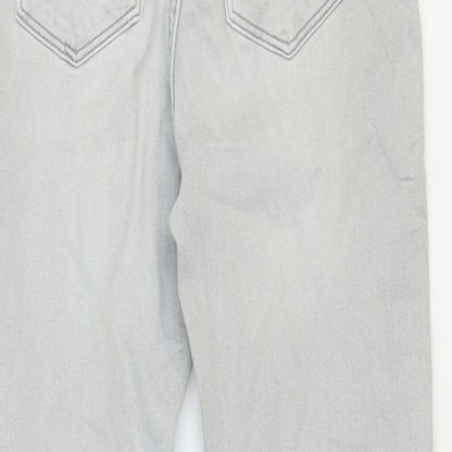 & Denim Girls Grey Cotton Straight Jeans Size 14 Years Regular Zip