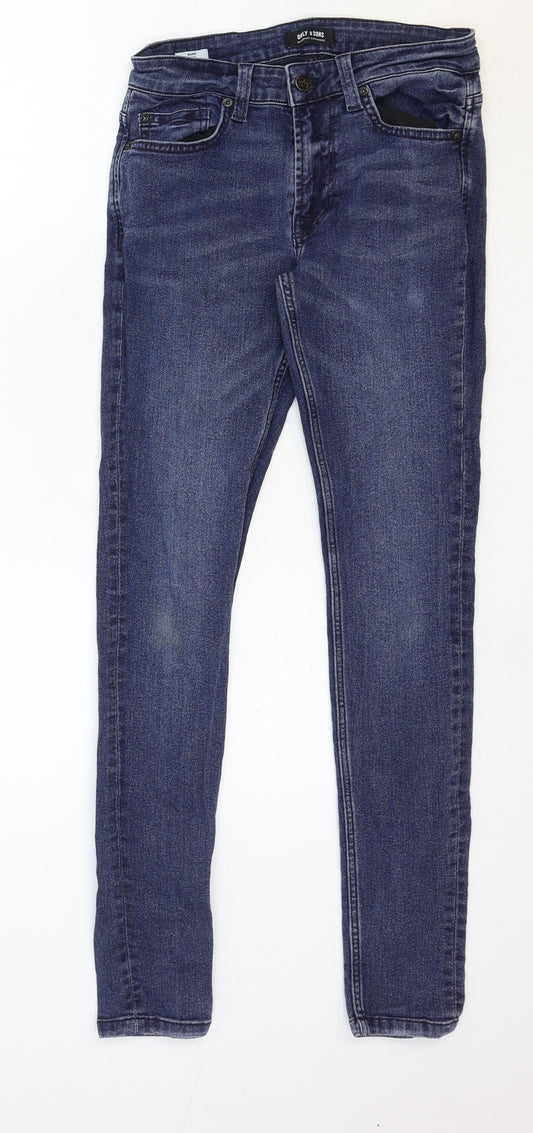 Womens UK Size 28 in ONLY & SONS Regular Fit Skinny Blue Jeans