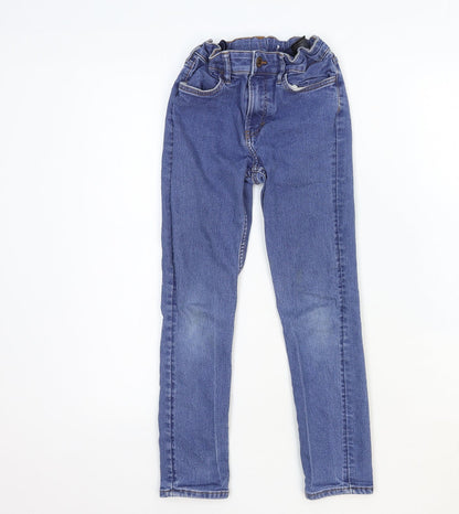 Skinny & Denim Girls Blue Cotton Straight Jeans Size 9-10 Years Regular Zip