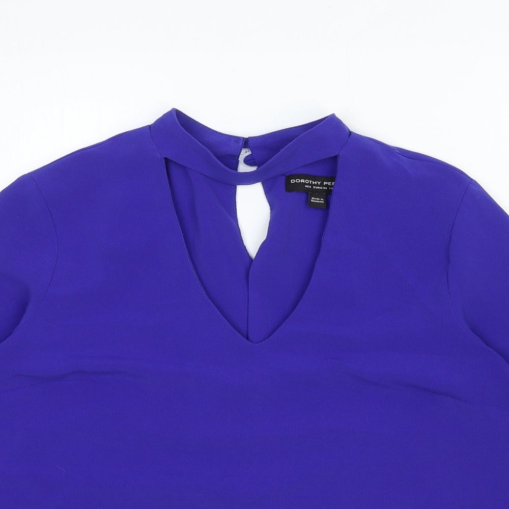 Womens UK Size 10 Dorothy Perkins Blue Basic Blouse