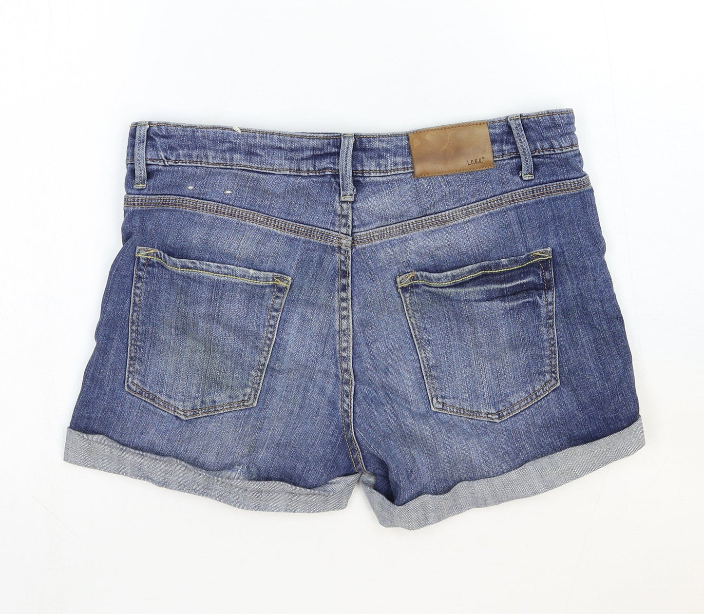 L.O.G.G Womens Blue Cotton Boyfriend Shorts Size 4 Regular Zip