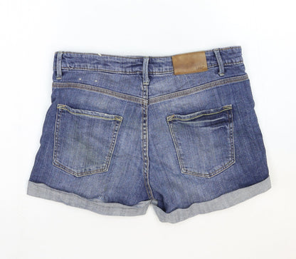 L.O.G.G Womens Blue Cotton Boyfriend Shorts Size 4 Regular Zip