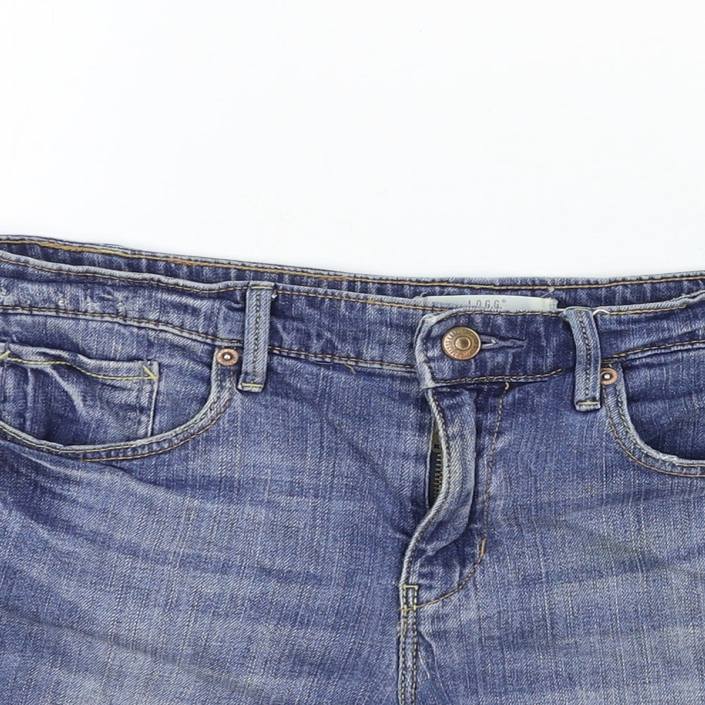 L.O.G.G Womens Blue Cotton Boyfriend Shorts Size 4 Regular Zip