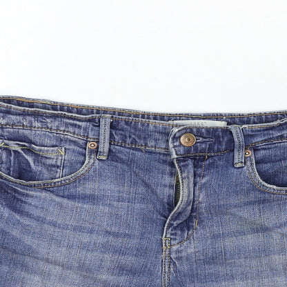 L.O.G.G Womens Blue Cotton Boyfriend Shorts Size 4 Regular Zip
