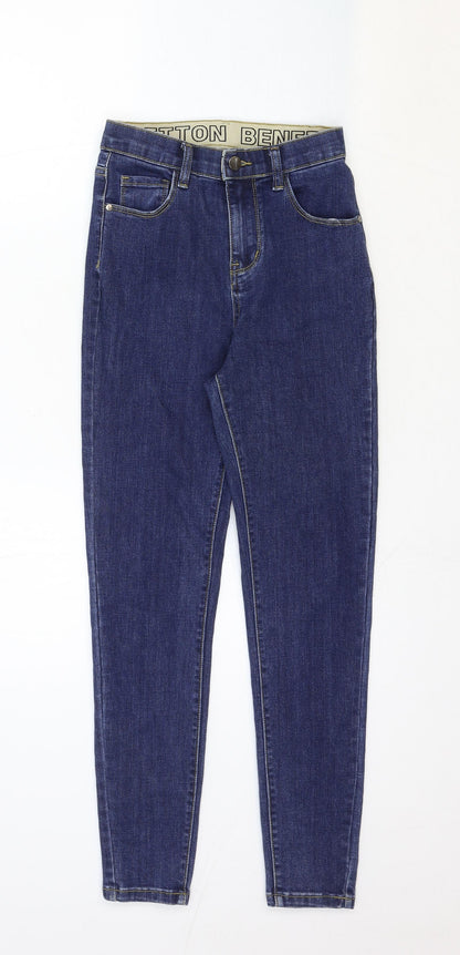 Benetton Womens Blue Cotton Skinny Jeans Size 26 in Regular Zip